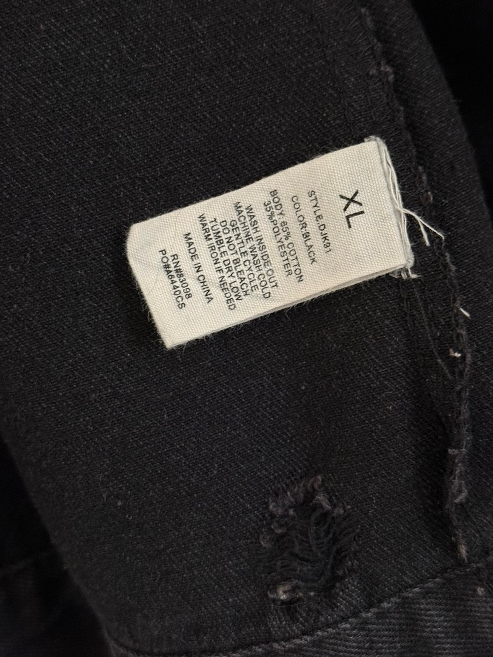 Cisono Black Distressed Denim Jacket Red Rose Embroidered XL - Picture 6 of 13